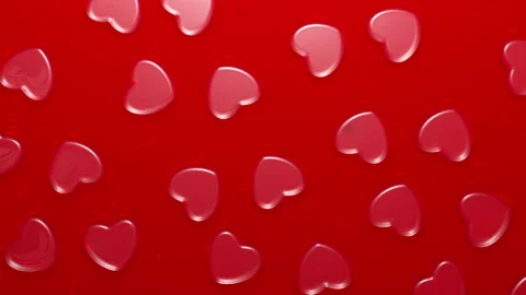 Animation of movement of hearts on a red background. Video stock 145224037