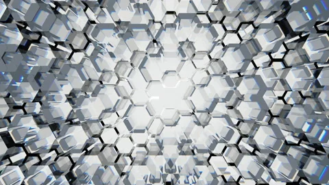 Animation of the movement of luminous hexagons on a dark background. Stock Footage 124601638