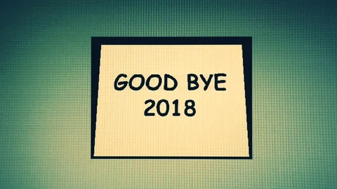 The animation moves from 'GOOD BYE 2018' to 'WELCOME 2019'. New year concept Stock Footage 99281312