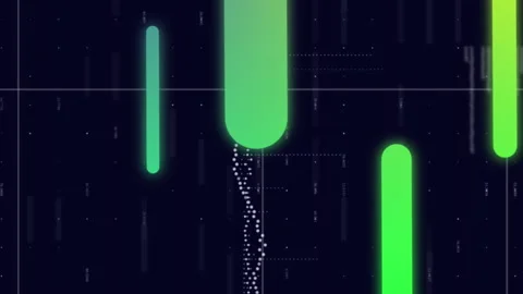 Animation of moving bars over graphs, computer language and grid pattern Stock Footage 312509508