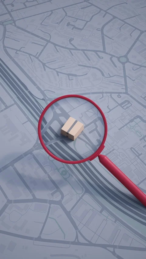 Animation of a moving cardboard box with a magnifying glass following its path. Vídeos de archivo 336394485