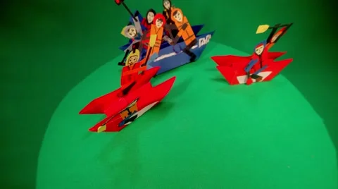 Animation Moving in a Circle Figures of Paper People on Kayak View From Above Stock Footage 62637359
