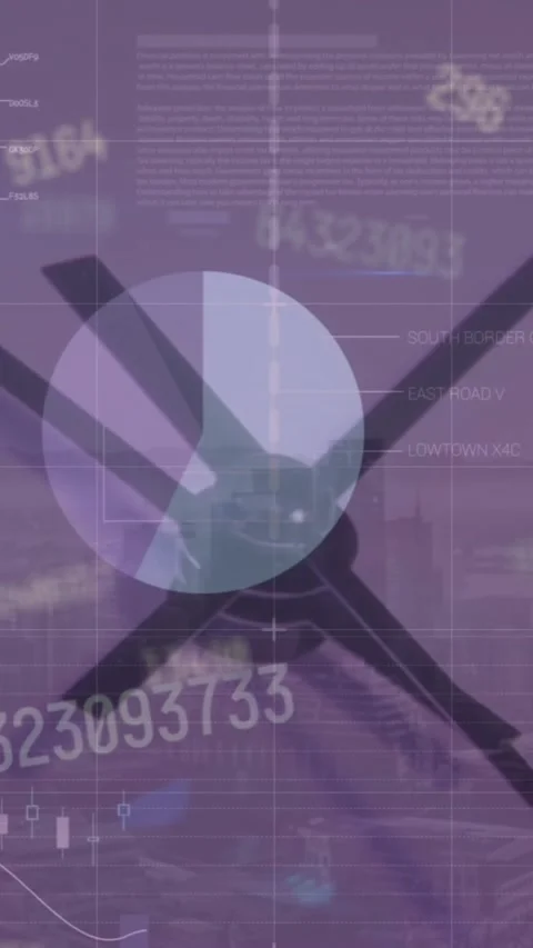 Animation of moving clock hands over graphs and charts processing data on Stock Footage 342915226