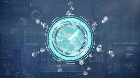 Animation of moving clock with icons ove... | Stock Video | Pond5