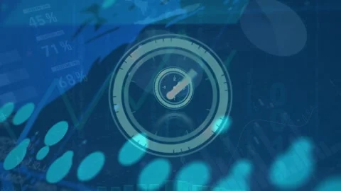 Animation of moving clock over data processing with graph on black background Stock Footage 327279202