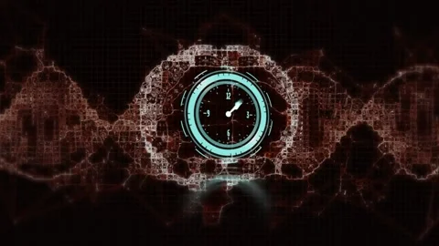Animation of moving clock over dna stran... | Stock Video | Pond5