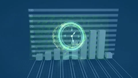 Animation of moving clock over graph wit... | Stock Video | Pond5