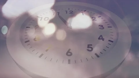 Animation of moving clock over light spots and cars on street Video stock 265708527