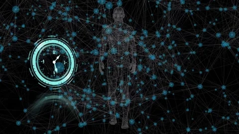 Animation of moving clock over molecules... | Stock Video | Pond5
