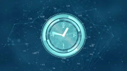 Animation of moving clock over network o... | Stock Video | Pond5