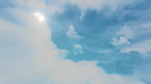Animation of Moving clouds and blue sky. Beautiful cloudscape with large Illustrazione stock