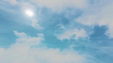 Animation of Moving clouds and blue sky. Beautiful cloudscape with large Illustrazione stock