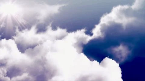 Animation of moving clouds in the sky. Flying over the timelapse clouds with the 스톡 일러스트