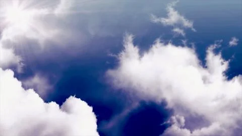 Animation of moving clouds in the sky. Flying over the timelapse clouds with the Stock Illustration