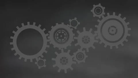 Animation of moving cogs over gray background Stock Footage 242021537