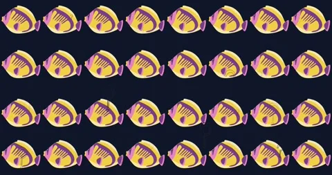 Animation of moving fish icons on black background Stock Footage 330254874