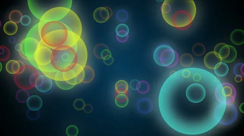 Animation of moving glowing bubbles on a dark background Stock Footage 64730235