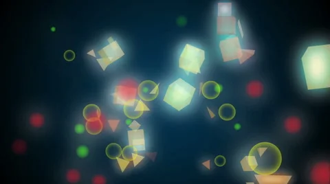 Animation of moving glowing different shapes on a dark background Stock Footage 64730184