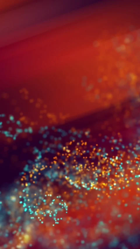 Animation of moving glowing lights and waves over black background Stock Footage 342097793