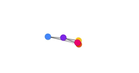 Animation with moving lines and circle shapes linked together. Abstract motion Stock Footage 237786482