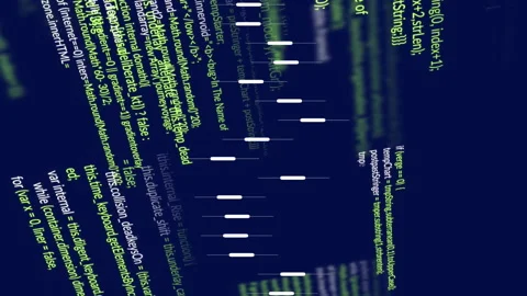 Animation of moving lines forming graph over computer language against abstract Stock Footage 313355589