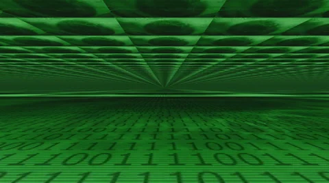 Animation moving through vast interior of binary eye supercomputer Stock Footage 43343045