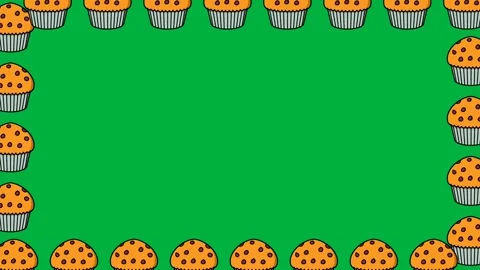 Animation of muffins moving around the sides of the green screen Stock Footage 319872541