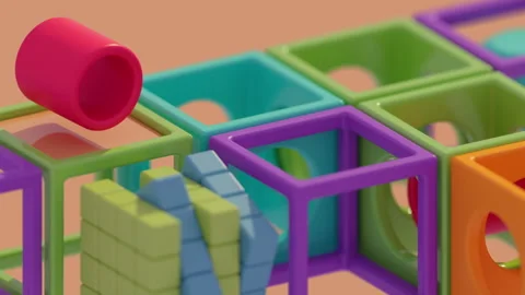 Animation of multi-colored boxes in random order Stock-Footage 262332190