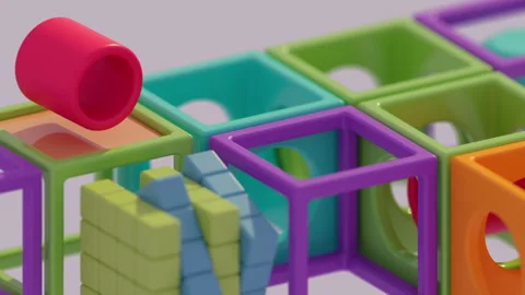 Animation of multi-colored boxes in random order Stock-Footage 262332200