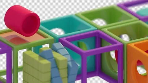 Animation of multi-colored boxes in random order 動画素材 262332246