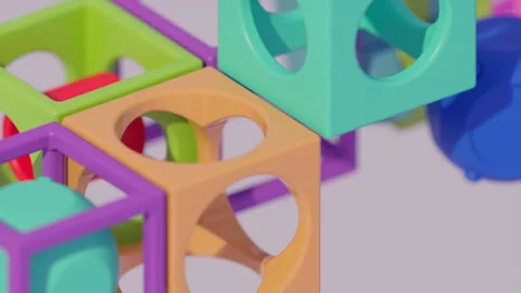 Animation of multi-colored boxes in random order Stock Footage 262332298