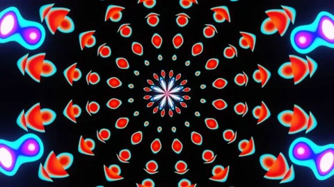 Animation of multi-colored overflows of pulsating rays Stock Footage 191496353