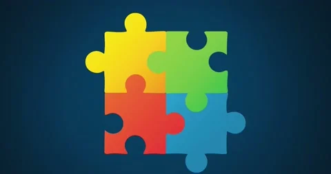 Animation of multi coloured puzzle elements forming symbol of Autism Awareness Stock Footage 208829771