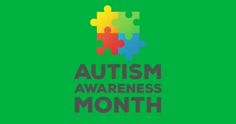 Animation of multi coloured puzzle elements forming square with words Autism Stock Footage 325176899