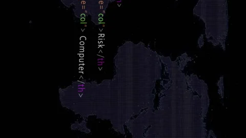 Animation of multicolored computer language and map over black background Stock Footage 313337402