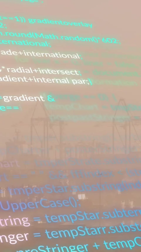 Animation of multicolored computer language over aerial view of modern buildings Stock Footage 344678599