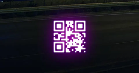 Animation of multicolored glitch technique over qr code against black background Vídeos de archivo 327784373