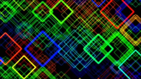 Animation of multicolored glowing rectangles Stock Footage 91074454