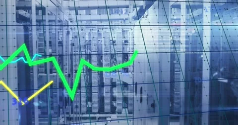 Animation of multicolored graphs, computer language over data server systems Stock Footage 330248473