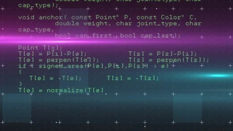 Animation of multicolored lens flares over computer programming language on 스톡 동영상 328083512