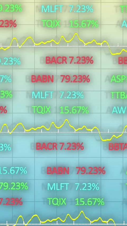 Animation of multicolored trading board over grid pattern against blue Stock Footage 344614346