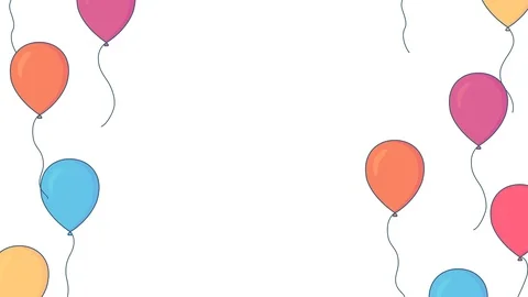 Animation of multicoloured festive balloons floating in the air Stock Footage 119827502