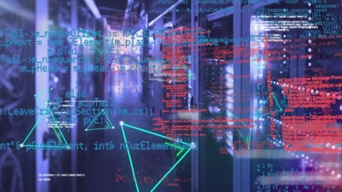 Animation of multiple abstract triangle shapes and data processing against Stock Footage 204769101