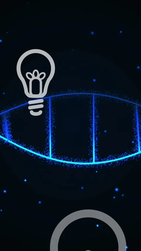 Animation of multiple bulb icons floating over spinning dna structure against Stock Footage 344775245