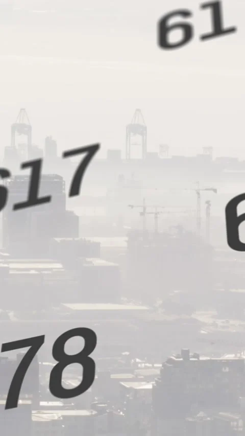 Animation of multiple changing numbers against aerial view of cityscape Stock Footage 344614232