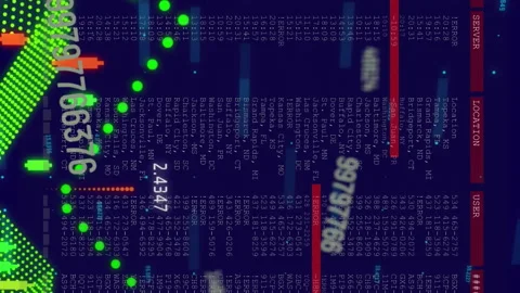 Animation of multiple changing numbers and financial data processing against 스톡 동영상 312761744