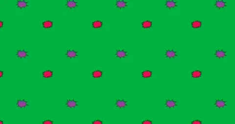 Animation of multiple comic book bubbles with POW and ZAP written in yellow on a Stock Footage 325366354