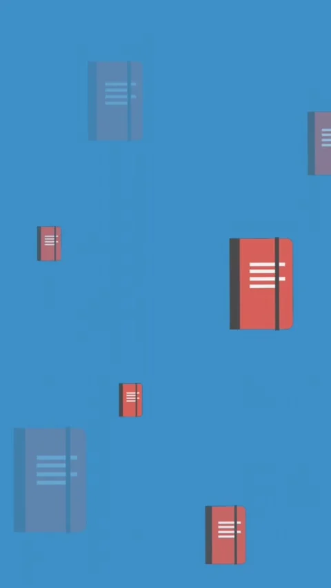 Animation of multiple diary icons against blue background with copy space Stock Footage 321111040