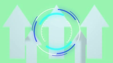 Animation of multiple digital arrows and scope on green background Stock Footage 330475291