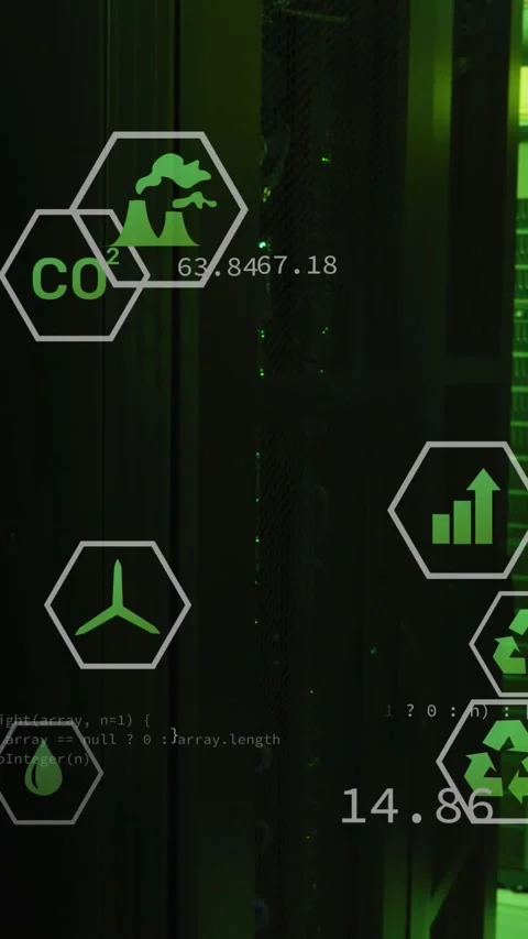 Animation of multiple digital icons and data processing against computer server Stock Footage 344402637